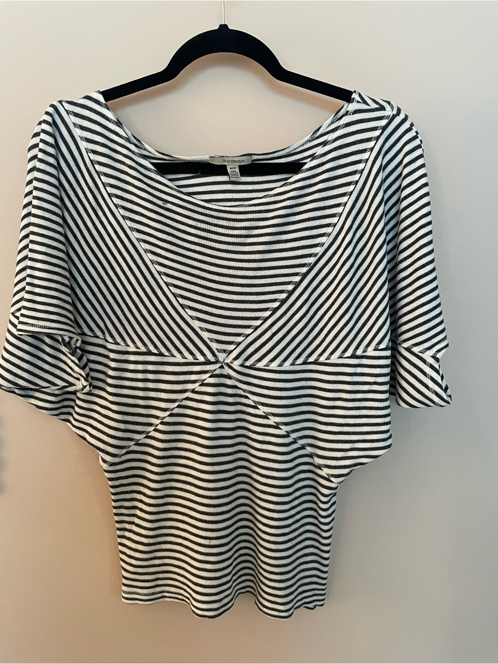 Bordeaux Striped Dolman Sleeve Top - Black & White